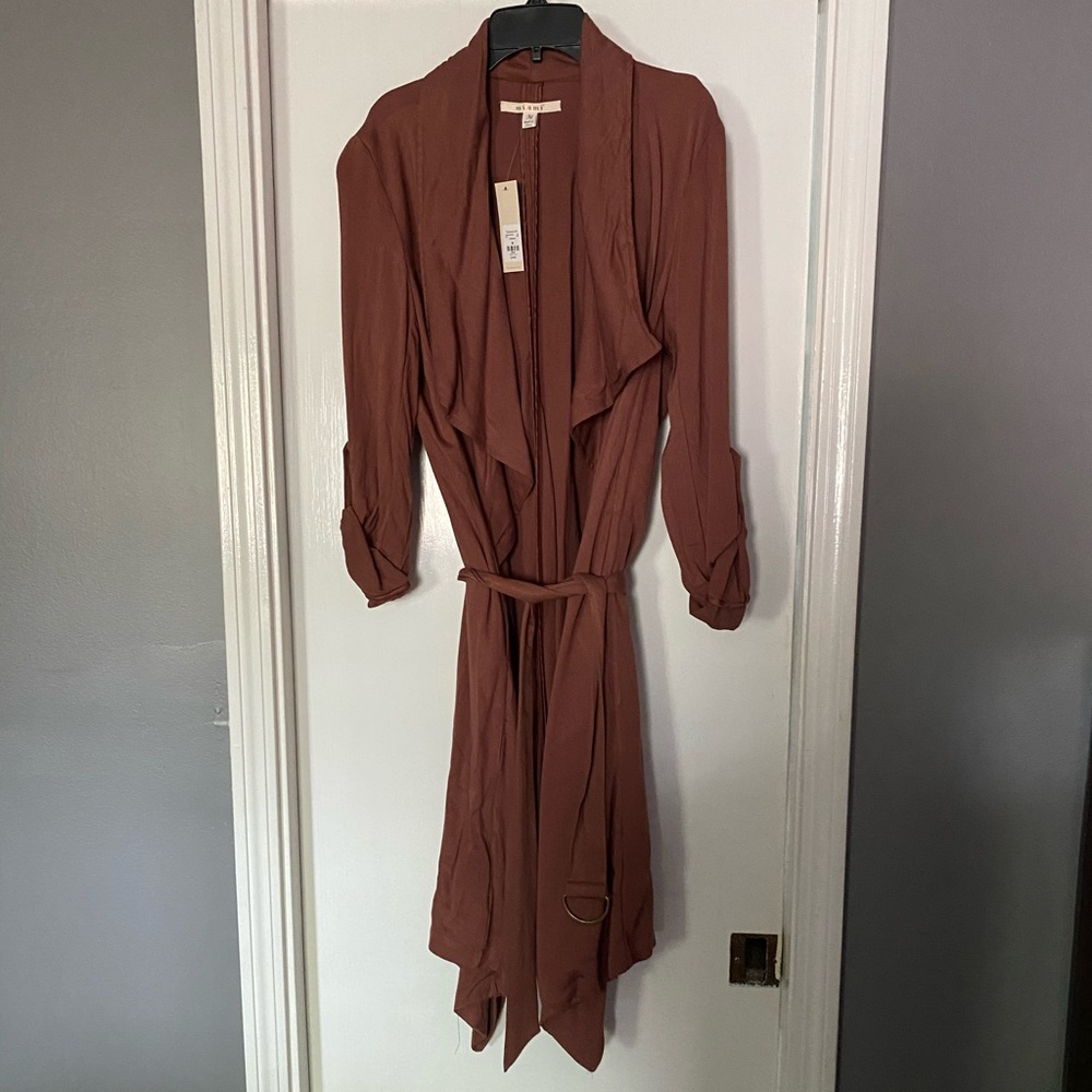 Rust colored denim long jacket